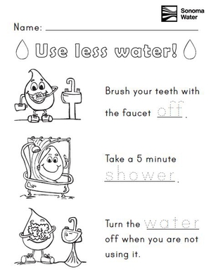sonoma water tk and kindergarten worksheet
